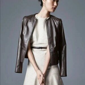 Classiques Entier Smooth Leather Zip-Up Jacket Patchwork Black size 4 Minimalist